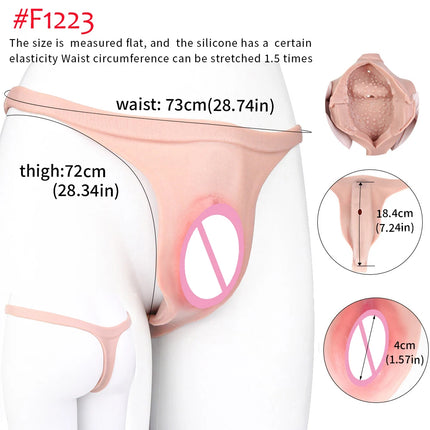 FAAK Silicone Crossdresser Thong Panty Camel Toe Hiding Gaff Shaping Brief Insertable Sexy Fake Pussy Vagina Underwear