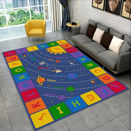 Tapis de sol éducatif ABC Alphabet Tapis de dessin animé pour la salle de jeux ou la chambre d'enfant Tapis antidérapant Décor de salon d'apprentissage précoce