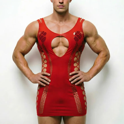 Exotic Babydolls Fetish Male Lingerie Men's Hollow Out Bodysuits Sissy Underwear Fishnet Chemises More Style Man Sexy Nightgown