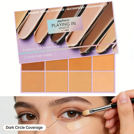 Zephoco Cream Concealer Palette Dark Circles Cover Matte Long Lasting Soft Skin Contouring Face Concealer Makeup Cosmetics 11g