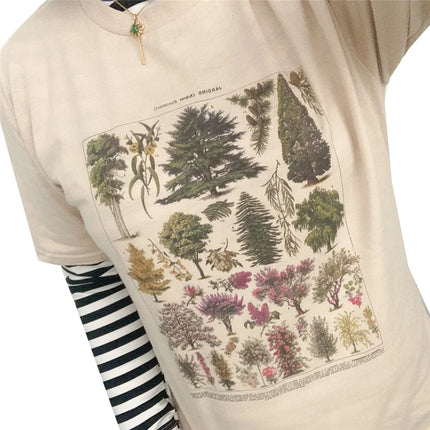 Summer Fashion Unisex T-shirt Vintage Tree Women T-shirts Graphic Tees Harajuku Tops Travel T-shirt