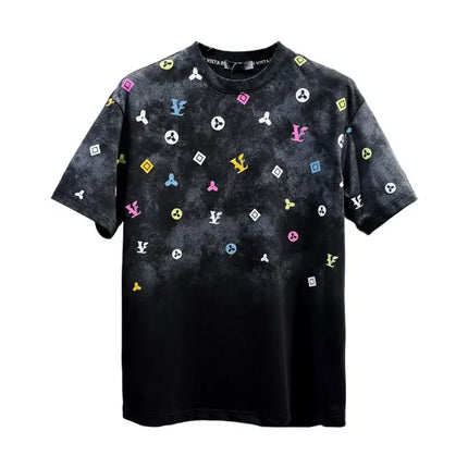 New 2025 Men's Tie Dye Vintage Short Sleeve T-Shirt Trendy Summer Casual Crew Neck Top Quality Material Fashionable Men's Wear