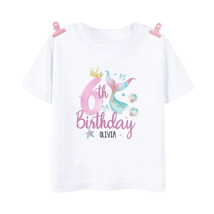 Personalized Fish 1-9 Birthday Girls Shirts T-Shirt Wild Tee Party Tee Shirt Unicorn with Name Clothes Kids Fashion Tops Outfit