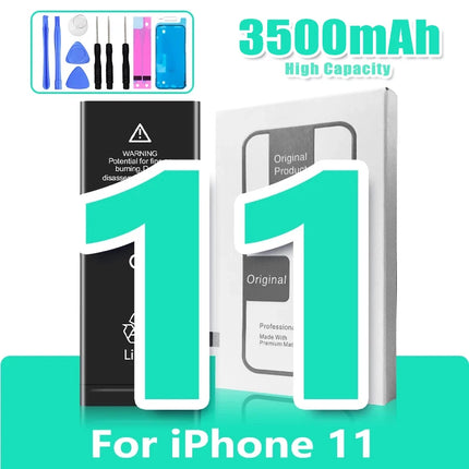 0 Cycle High Capacity Battery For iPhone 11 11Pro 12Pro 12 13 14 13Pro 14Pro Max Mini Phone Bateria + Free Tool Kit