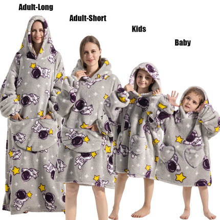 Plush Fleece Family Matching Hoodie Girl Sweatshirt Homewear Men Women Children Thick Pullover Oversize Winter Sherpa Blanket