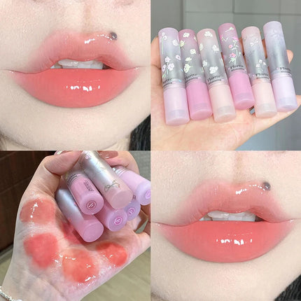 - Cappuvini Flowery Dish Language Lip Gloss Mirror Lip Glaze Beep Lip Water Light Lasting Makeup Not Easy To Dip Cup Makeup -