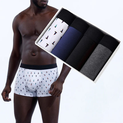 4pcs Sexy Men's Panties Brand Underpants Mens Cotton Boxers for Man Underwear Print Men Boxer Shorts Gift Set Calecon