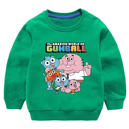 The Amazing World Of Gumball Printed Sweatshirts For Kids Clothes Boys Girls Pure Cotton Pullover Children's Basic Hoodies