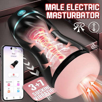 APP Control Mens Masturbator Powerful Vibration Sucking Penis Trainer Pocket Pussy Cocks Blowjob Stimulator Male Sex Machine Toy