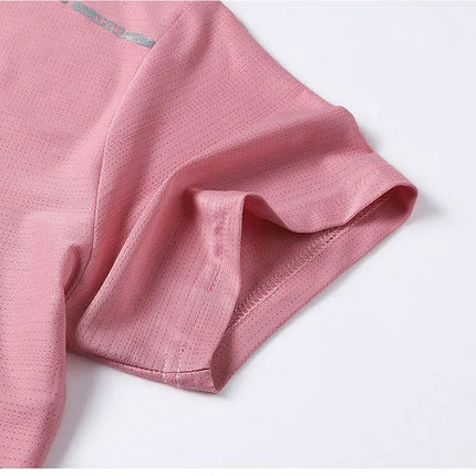 Women Reflective Running T-Shirt - High Elastic Breathable Quick-Dry Ice Silk Sport Top for Summer, Cool Short Sleeve Active Tee