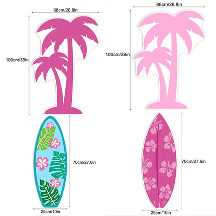 Coconut Tree Cutout Summer Tropical Party Foam Board Surfingboard KT Baord for Birthday Party Backdrop Baby Shower Decorations
