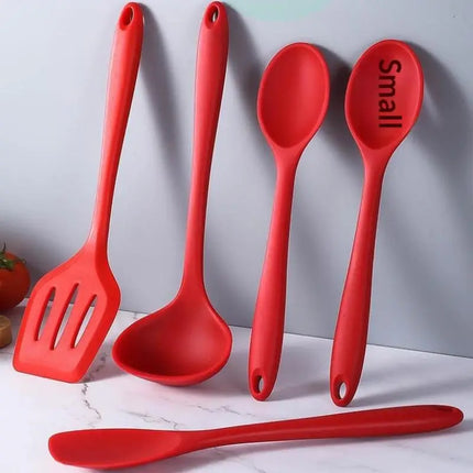 5pcs/set Silicone Kitchen Utensil Set With Non-Stick Pans Silicone Spatula Soup Spoon Cooking Tools For Kitchen