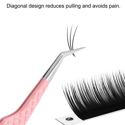 Fiber Tip Tweezers for Eyelash Extension Pink Stainless Steel High Precision Lash Tweezers for Volume Fans Makeup Tools