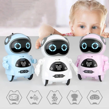 Voice Recognition Pocket Robot Singing Dancing Telling Story Talking Interactive Robot Communication LED Lights Mini Robot