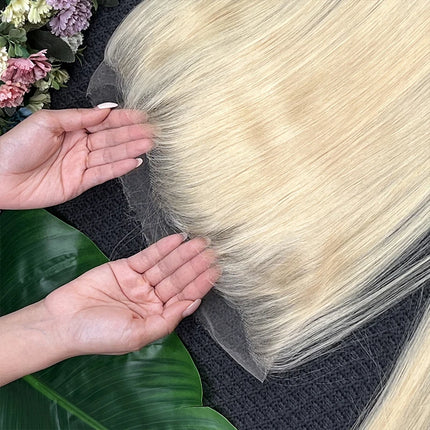 #613 Blonde Color Straight Hair 13x4 13x6 HD Lace Frontal Pre Plucked Melt Skins Invisible HD Lace 100% Raw Virgin Human Hair