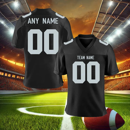 Custom American Football Jersey Black Personalized Football Shirt with Printed Team Name Number Adult Kids Sports Fans Gift
