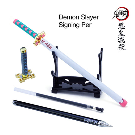 20CM Anime Demon Slayer Sword Model Gel Pen Kimetsu No Yaiba Tanjirou Weapon Black Refill Cosplay Prop Student Gift Box Package