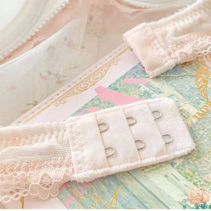 Princess Lolita Bra Set, Pure Lust Lace, Sexy Gathering, Anti-Sagging, Sweet Court Style, Comfortable Underwired Girl Bra Set