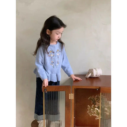 Girls' Cardigans, Sweaters, Spring and Autumn Clothing, Baby Girls' Fashionable Spring Clothing, Korean Trendy Outerwear
