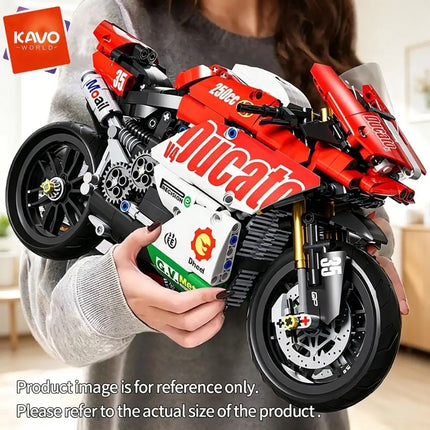 KAVOWORLD 1:10 Scale Racing Motorcycle Building Block Set Superbike Construction Toy Simulation Suspension Chain Drive Detailed Replica Bricks Kit Collectible Model Home Decor Gift for Adults Teens Motorcycle Enthusiasts Chri