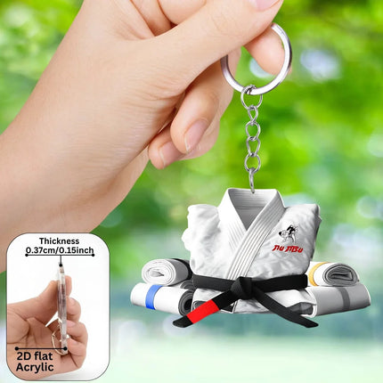 2D Judo Suit Keychain Jiu-Jitsu Themed Pendant Flat Acrylic Ornament Charms Karate Hanging Decoration for Bag Party Festive Gift