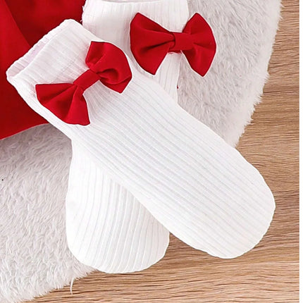 0-18M Baby Strawberry Bodysuit Dresses For Girls Long Sleeve Red Romper Newborns Onesies With Baby Socks Headband Clothing