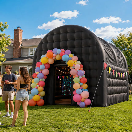 VANCEN 15FT Large Party Dec Blow Up Inflatable Night Club Party House Black Inflatable Cube Tent Large Nightclub Portable Disco Pavilion for Event