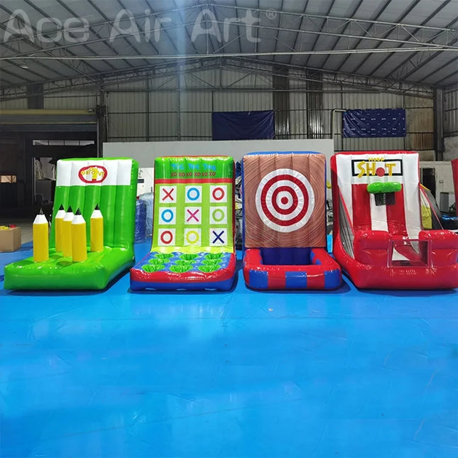 4 in 1 Or seperate game Inflatable Carnival Game, Inflatable Basketball Hoop, Target Ring Tossing Game Party Sport Games