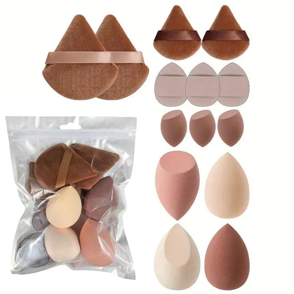 14Pcs Makeup Sponge Puff Set Velvet Triangel Powder Puff Beauty Egg Mini Finger Cosmetic Puff For Loose Powder Foundation Cream