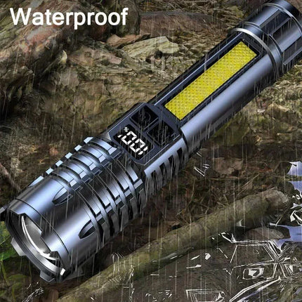 Super Bright COB LED Flashlight USB Rechargeable Zoomable With Side Light Waterproof Torch Camping Hiking Emergency Outdoor