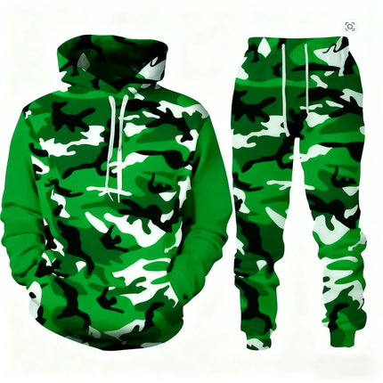 2026 Camouflage Hoodie Two Piece Hoodie Pant Sets Santa Claus 3d Print Set Men Women Fashion Hoodie+Pant Jogging Suits