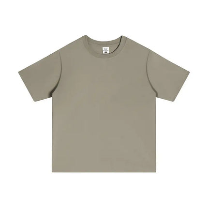 250GSM Customized Printed LOGO Solid 100% Cotton T-shirts Basic Tee Casual Oversized Drop Shoulder Quality Short T-shirt Men