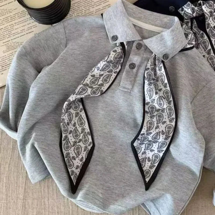 Children's Trendy POLO Shirt 2025 Autumn New Style Small And Medium Sized Children's Tie Long Sleeve Top Baby Handsome Shirt