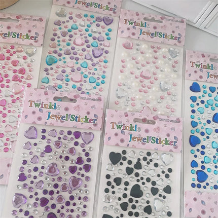 Large Love Diamond Sticker Ins3D Korean Diamond Decorative Handbook Sticker Face Sticker Children's and Girls' Crystal Diamonds