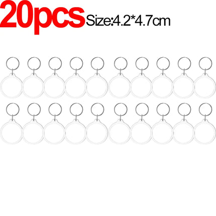 1/20Pcs Blank Acrylic Picture Keychain DIY Clear Insert Photo Split Key Ring Frame Key Chains Couple Anniversary Graduation Gift