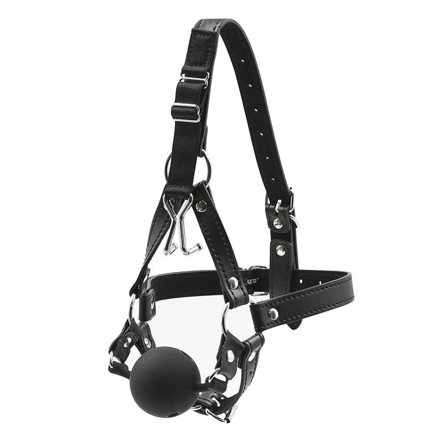 BDSM Silicone Gag Ball Head Harness with Nose Hook Restraint Mouth Gag for Adults Couple Erotic Bondage Sex Toys Adult Products
