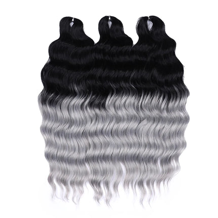 FASHION IDOL 24" 3pcs Deep Wave Curl Hair Synthetic Water Wave Braiding Hair Extensions Ombre Rainbow color Twist Crochet Hair