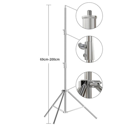 290cm Stainless Steel Tripod Metal Light Stand l Air Pressure Bearing 15kg For Ring Light Live Youtube and Photography Softbox