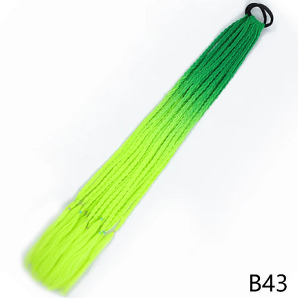 AZQUEEN Synthetic Gradient Color Dirty Braided Ponytail 60CM Elastic Rubber Band Braiding Pony Tail Hair Extensions For Girls