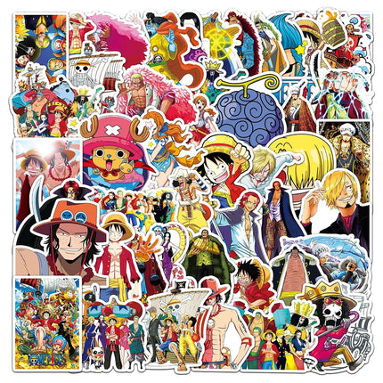 50/100pcs Japan One Piece Anime Stickers Cartoon Decals DIY Skateboard Car Laptop Motorcycle Waterproof Cool Sticker Classic Toy