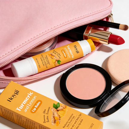 Hoygi Turmeric and Lemon Lip Balm Lip Brightening for Dark Lips Care Dry Lips Treatment Dead Skin Remover Moisturizing Lip Balm
