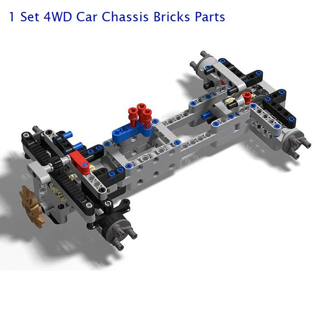 4WD Technical RC Car Chassis Electric Bricks Four-Wheel Kit with IR Remote Control/M Servo Motor/AA Battery Box for legoed MOC