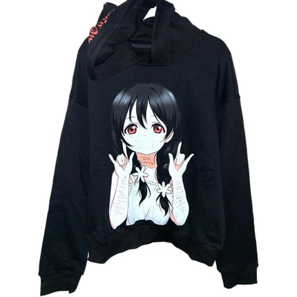 Winter Japanese Harajuku Style Cartoon Character Design Men's Hoodie 2025 Y2k Anime Print Fashion Men's and Women's Loose Top