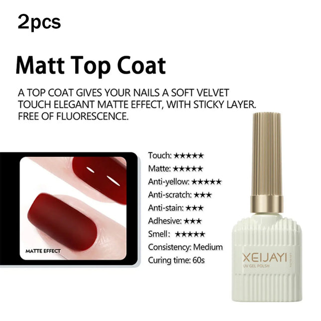 XEIJAYI Base Gel Super Top Coat Manicure Matte Top Coat Semi Permanent Soak Off UV Gel Varnish 15ml