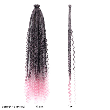 Braids Hair 24Inch Single Dreadlock Extension Reggae Style Faux Locs with Highlight Strands Hand Crocheted Synthetic Dreadlocks