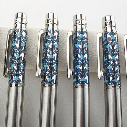 Metal Ballpoint Pen Retractable Signature Pen Crest Style Metal Housing Black Ink Medium Point 0.7mm Smooth Writing
