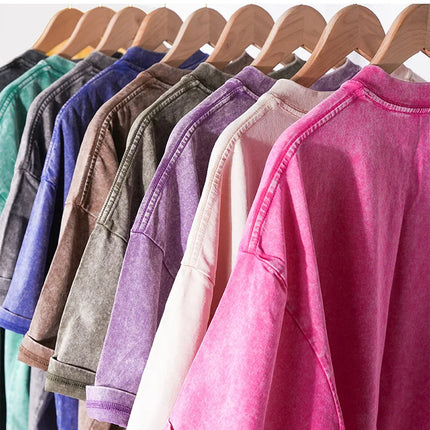 Custom Streetwear Vintage Washed Cotton Tee Oversized T-Shirt Retro Hip Hop Style 100% Cotton Personalized Design Men Clothing