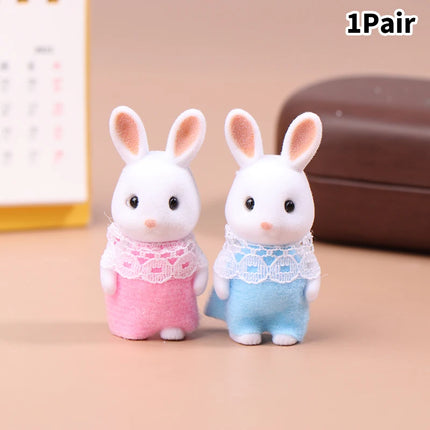 Simulation Forest Animal Family Rabbit Cat Tiger Chick Figures Cartoon Ornament Doll Collectible Toys For Children Gifts