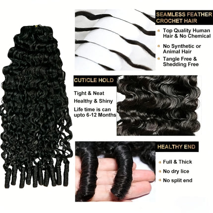Burmese Deep Curly Pre Looped Feather Crochet Human Hair For Black Women Pre Separated Knotless Burmese Curly Hair For Braiding