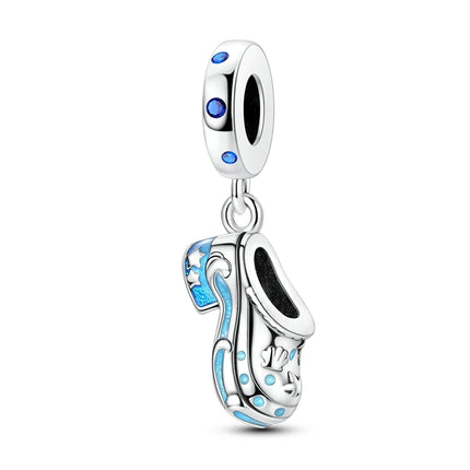 Blue Series 925 Sterling Silver Owl Butterfly Pirate Ship Car Beetle Clogs Charm Fit DIY Bracelet Necklace Fun Matching Gifts